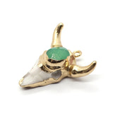 Bull Head Pendant Charms DIY Necklace Resin Inlaid Stone Crystal Skull Cow