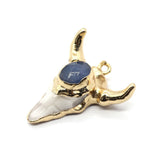 Bull Head Pendant Charms DIY Necklace Resin Inlaid Stone Crystal Skull Cow