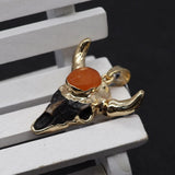 Bull Head Pendant Charms DIY Necklace Resin Inlaid Stone Crystal Skull Cow