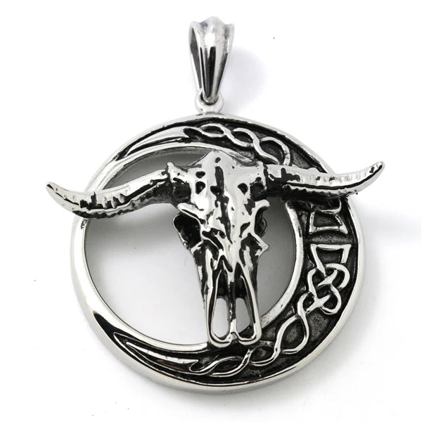 Bull Head Pendant Stainless Steel Band Party Punk Necklace