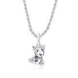 Bull Terrier Puppy Dangle Crystals Silver Beads Bracelet