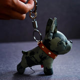 Bulldog Keychain Pu Leather Dog Keyring Holder Bag Charm Trinket Chaveiros