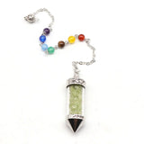 Hexagon Aquamarine Quartz Pendant 7 Chakra Gem Beads