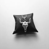 Bulls Head Skull Pendant 925 Sterling Silver Blackened Punk Gift