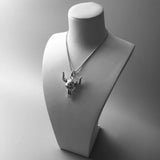 Bulls Head Skull Pendant 925 Sterling Silver Blackened Punk Gift