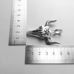 Bulls Head Skull Pendant 925 Sterling Silver Blackened Punk Gift