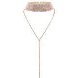Rhinestone Choker Crystal Gem Necklace Glitter Long Chain Jewelry