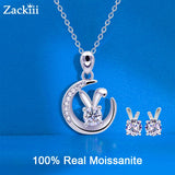 Bunny Necklace Sterling Silver Rabbit and Moon Pendant Necklaces