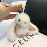Bunny Stuffed Animal Plush Toy Rabbit Fur Keychain Fluffy Soft Fuzzy