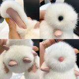 Bunny Stuffed Animal Plush Toy Rabbit Fur Keychain Fluffy Soft Fuzzy