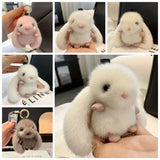 Bunny Stuffed Animal Plush Toy Rabbit Fur Keychain Fluffy Soft Fuzzy