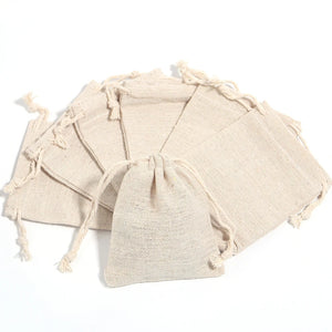 Burlap Beige Drawstring Pouch Jewelry Storage Bags