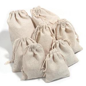 Burlap Beige Drawstring Pouch Jewelry Storage Bags