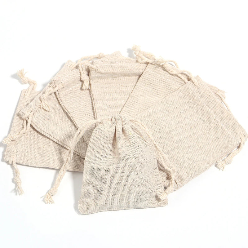 Burlap Beige Drawstring Pouch Jewelry Storage Bags