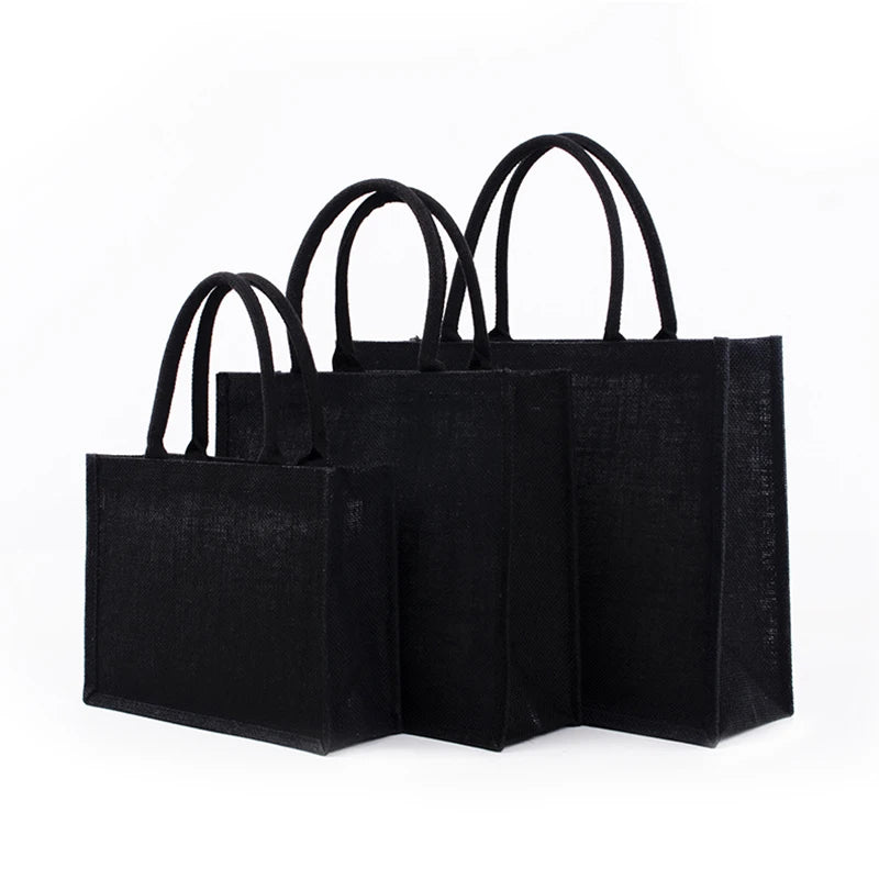 Burlap Jute Tote Bag with Sturdy Handle Large Capacity Handbag