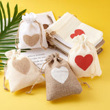 Burlap Drawstring Bags, Mixed Color, 14.2x10cm, 24pcs