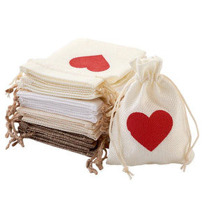 Burlap Drawstring Bags, Mixed Color, 14.2x10cm, 24pcs
