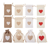 Burlap Drawstring Bags, Mixed Color, 14.2x10cm, 24pcs
