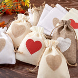 Burlap Drawstring Bags, Mixed Color, 14.2x10cm, 24pcs