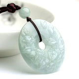 Burma Jadeite Peony Flower Pendant Necklace