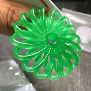 Burma Jadeite Pendant Drop Hand Carved Lucky Amulet Jade Necklace