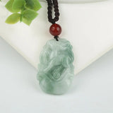 Burma Jadeite Pendant Carved Lucky Amulet Zodiac Jade Necklace With Chain