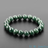 Burmese Jade Bead Bracelet Charm Gift Green Man Gemstone Jadeite Amulet