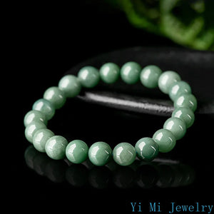 Burmese Jade Bead Bracelet Charm Gift Green Man Gemstone Jadeite Amulet