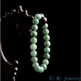 Burmese Jade Bead Bracelet Charm Gift Green Man Gemstone Jadeite Amulet