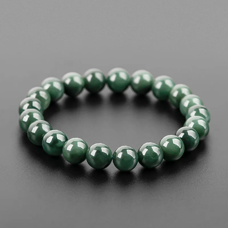 Burmese Jade Bead Bracelet Natural Charm Jewelry Stone Amulet Jadeite Talismans