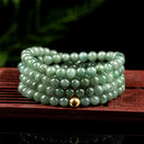 Natural Burmese Jadeite Bead Necklace Emerald Green Gemstone Jewelry