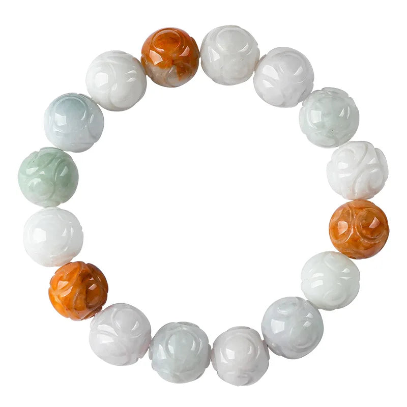 Burmese Jade Beaded Bracelets with Carved Emerald Amulets