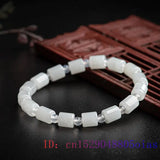 Vintage Burmese Jade Bead Bracelet with Carved Charm