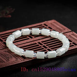 Vintage Burmese Jade Bead Bracelet with Carved Charm