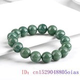 Burmese Jade Beaded Bracelet Women Charm Jadeite Gemstone Emerald Amulet