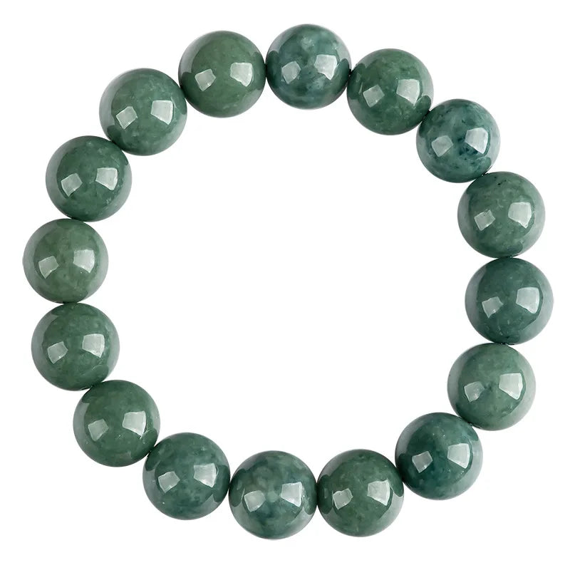 Burmese Jade Beaded Bracelet Women Charm Jadeite Gemstone Emerald Amulet