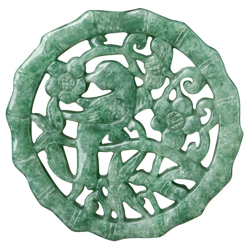 Burmese Jade Bird Pendant Emerald Necklace Stone Choker Jewelry