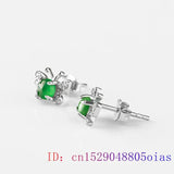 Burmese Jade Butterfly Earrings 925 Silver Dangler Green Gemstones