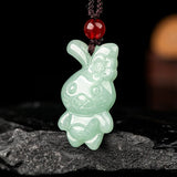Burmese Jade Cartoon Rabbit Pendant Jadeite Jewelry for Women