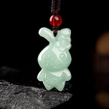 Burmese Jade Cartoon Rabbit Pendant Jadeite Jewelry for Women