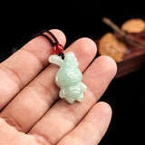 Burmese Jade Cartoon Rabbit Pendant Jadeite Jewelry for Women