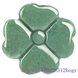 Burmese Jade Clover Pendant Necklace Vintage Stone Men Jewelry