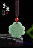 Burmese Jade Clover Pendant Necklace Vintage Stone Men Jewelry