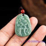 Burmese Jade Deer Pendant Amulet Green Choker Jadeite Necklace Vintage