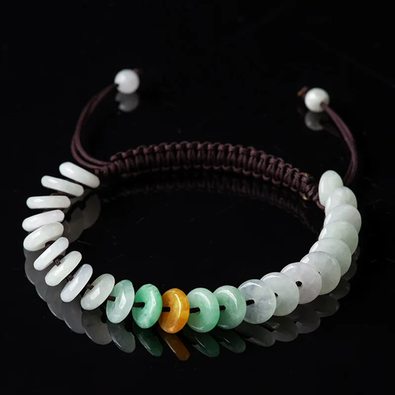 Burmese Jade Donut Bracelet Vintage Natural Stone Jewelry Charms Men Women