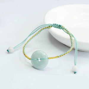 Burmese Jade Donut Bracelet Natural Gemstone Jewelry