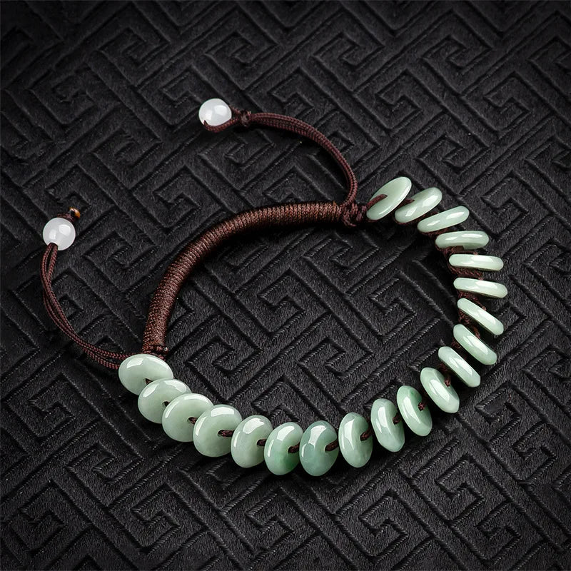 Burmese Jade Donut Bracelets Green Jadeite Gemstone Stone Bangles Natural Women