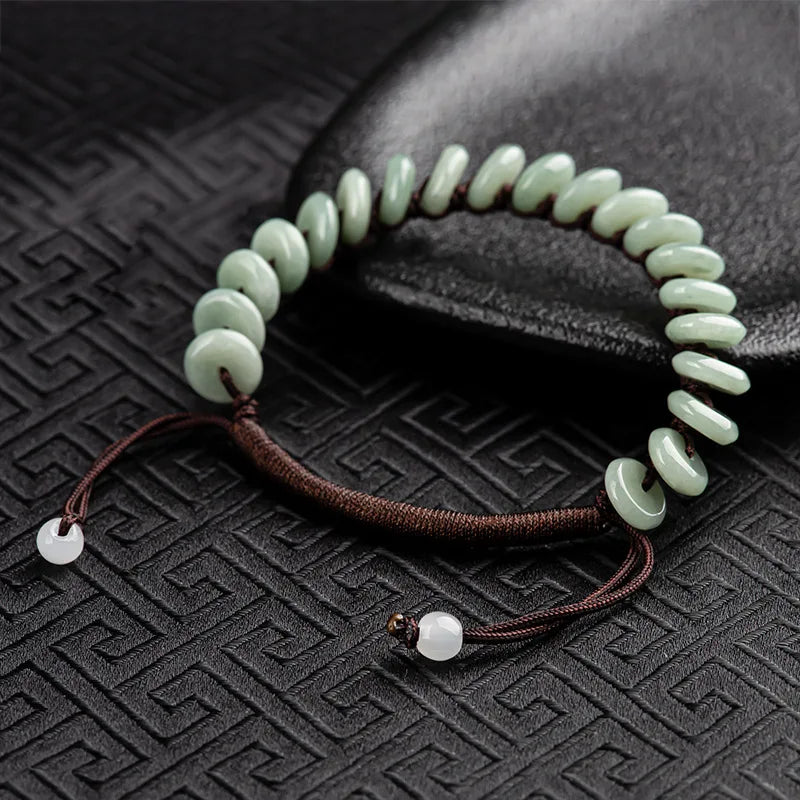Burmese Jade Donut Bracelets Men Women Natural Jewelry Jadeite Bangle Green