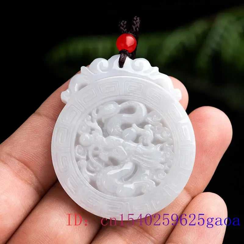 Burmese Jade Dragon Pendant Necklace Vintage Emerald Jewelry