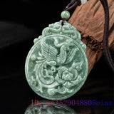 Burmese Jade Dragon Phoenix Pendant Necklace